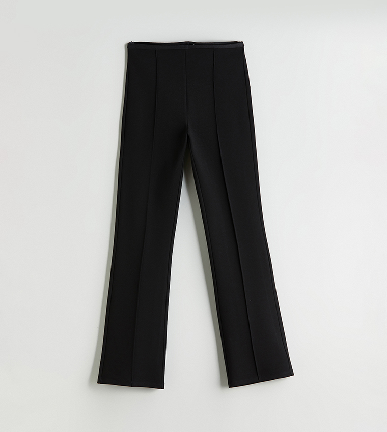 High Waist Slim Fit Flared Trousers