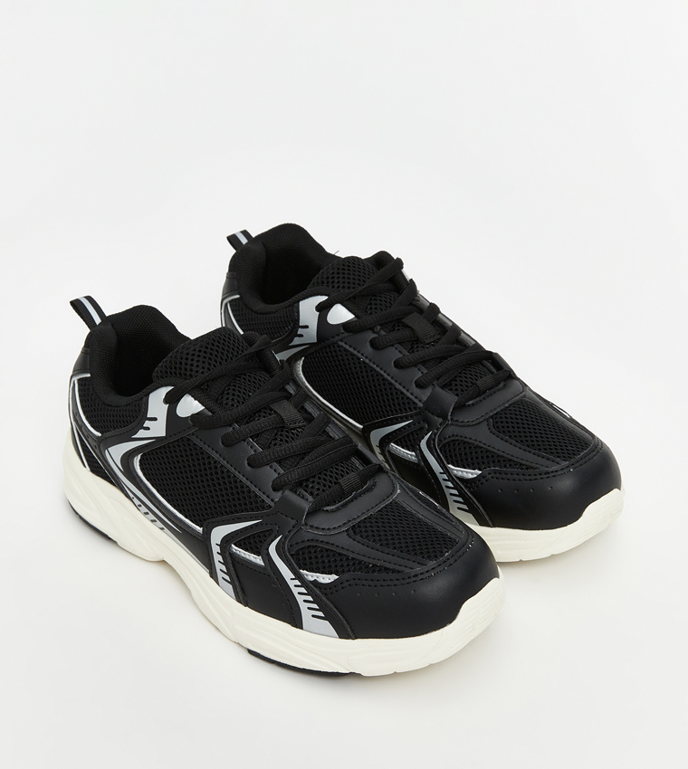 Mesh Detail Lace Up Sneakers