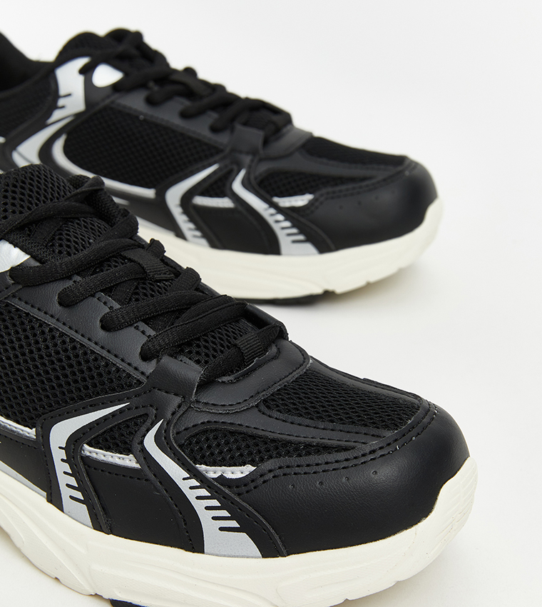 Mesh Detail Lace Up Sneakers