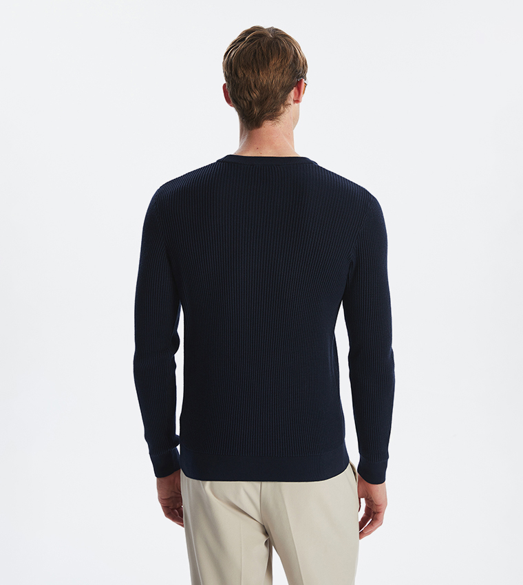 Knitted Crew Neck Long Sleeves Sweater