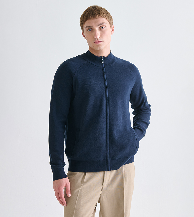 Zippered Long Sleeves Cardigan
