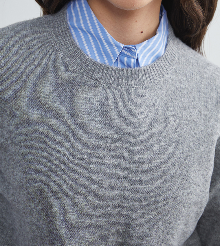 Solid Crew Neck Sweater