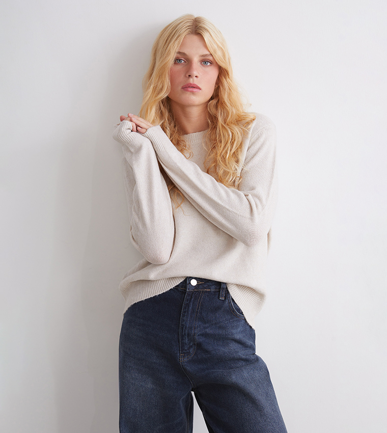 Solid Crew Neck Sweater