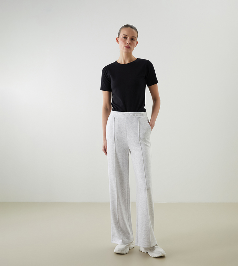 Elastic Waist Wide Leg Sweatpants
