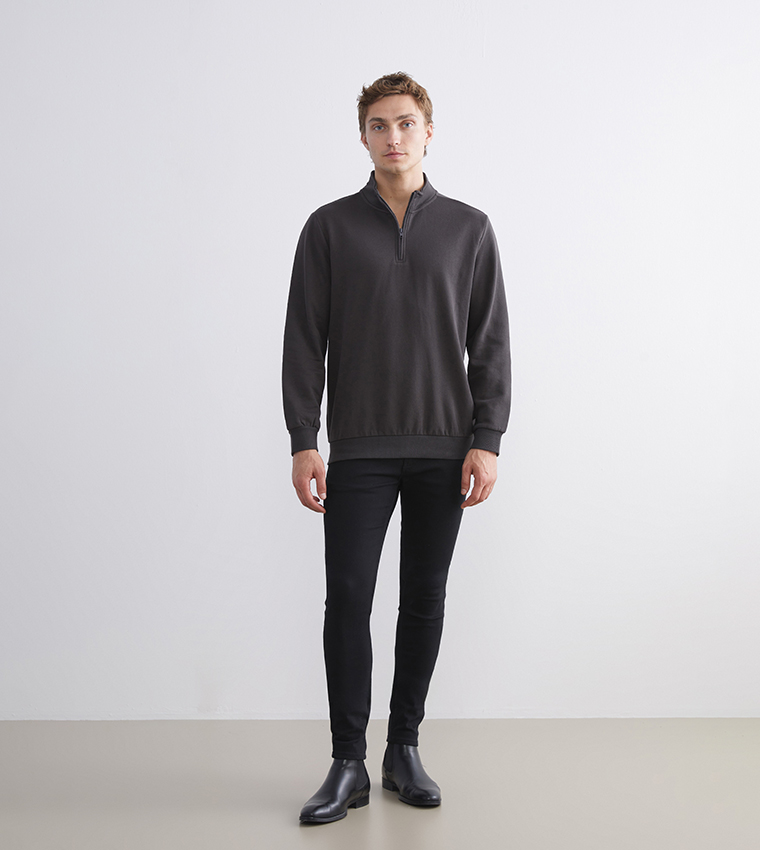 High Neck Half-Zipper Sweatshirt