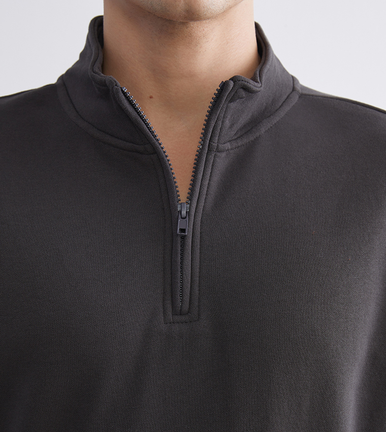 High Neck Half-Zipper Sweatshirt