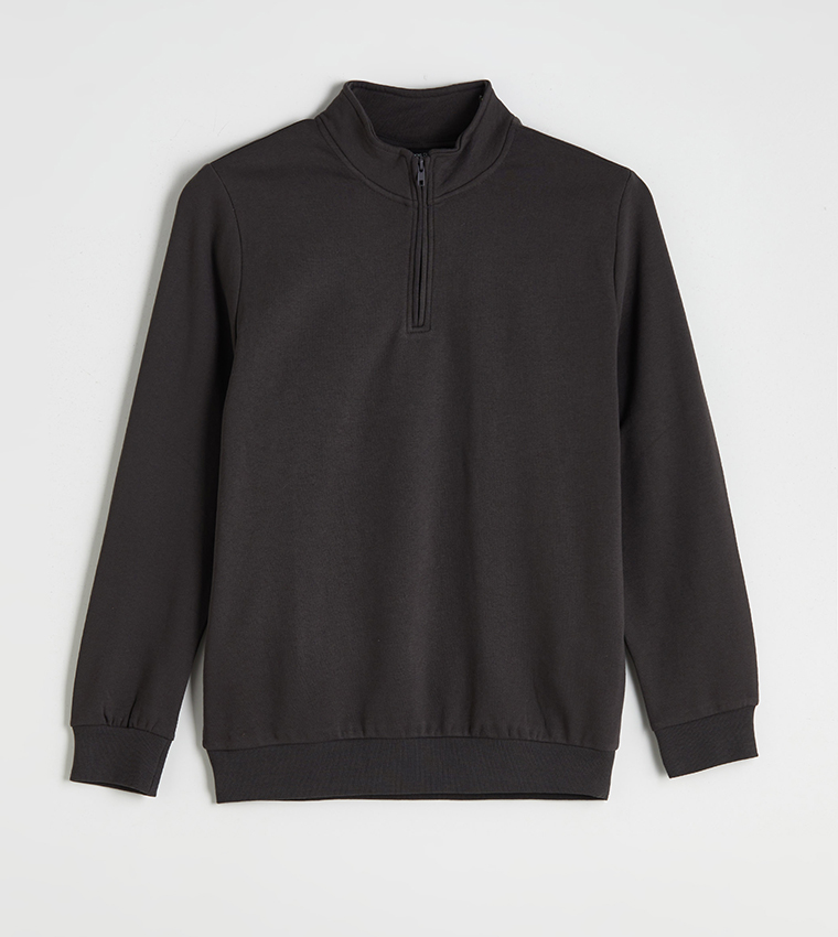 High Neck Half-Zipper Sweatshirt