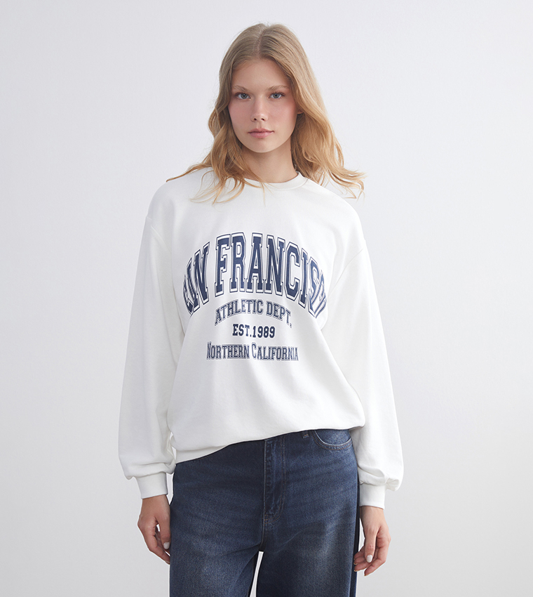 Printed Crew Neck Sweatshirt