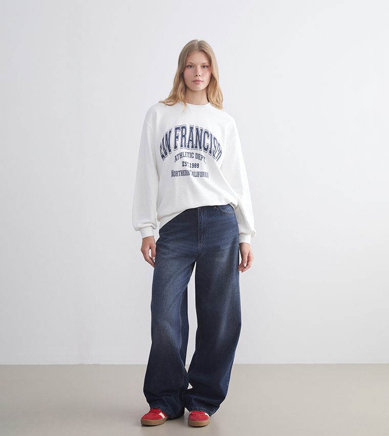 Printed Crew Neck Sweatshirt