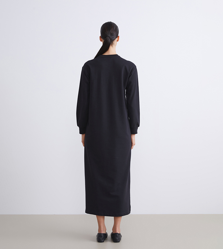 فستان ميدي سادة كم طويل 