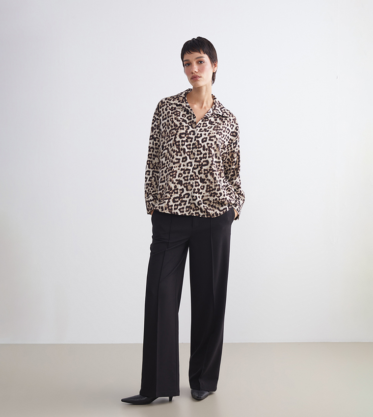 Leopard Print Long Sleeves Shirt