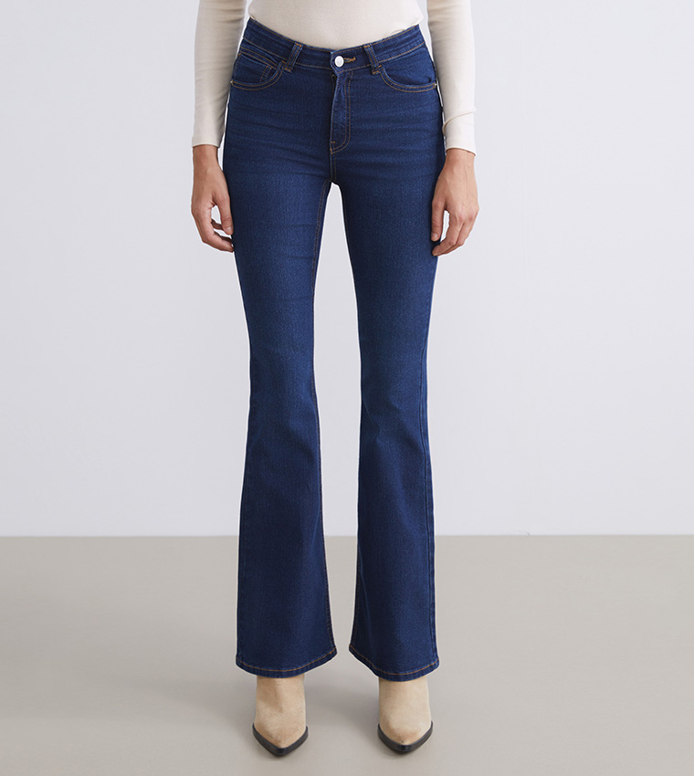 Washed High Waist Flared Jeans