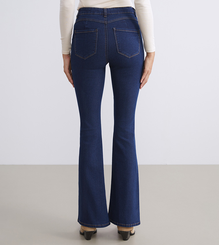 Washed High Waist Flared Jeans