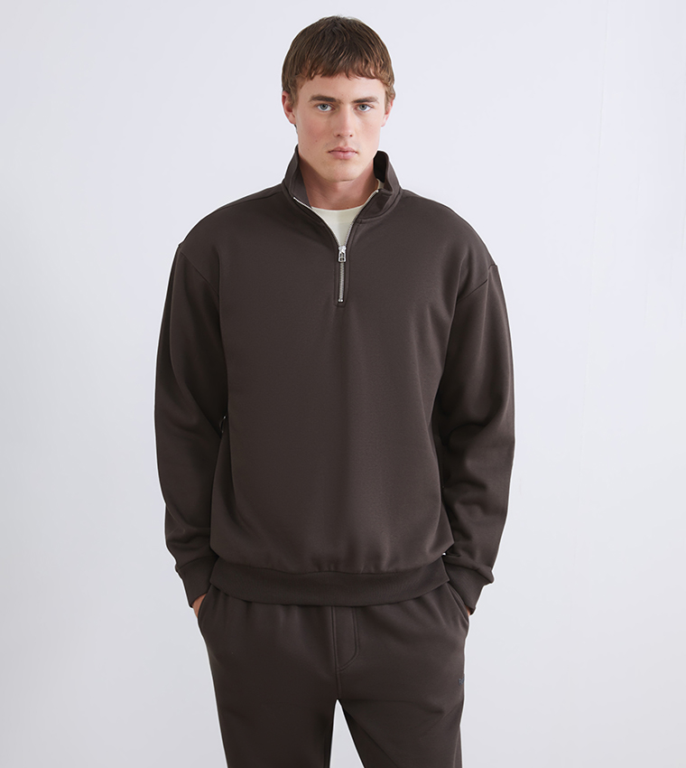 Half-Zipper High Neck Sweatshirt