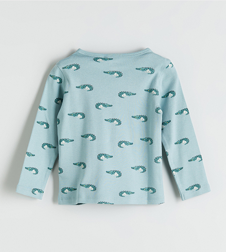 طقم بيجاما برقبة مستديرة بطبعة