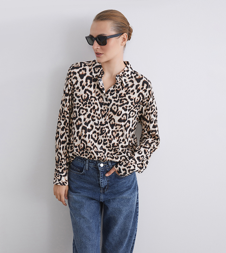 Leopard Print Long Sleeves Shirt