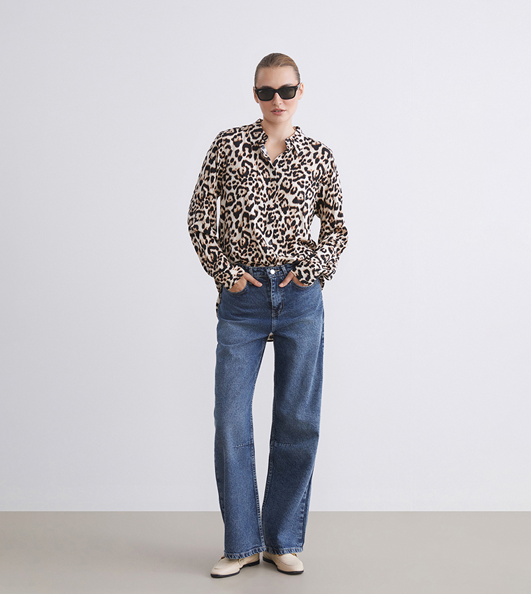 Leopard Print Long Sleeves Shirt