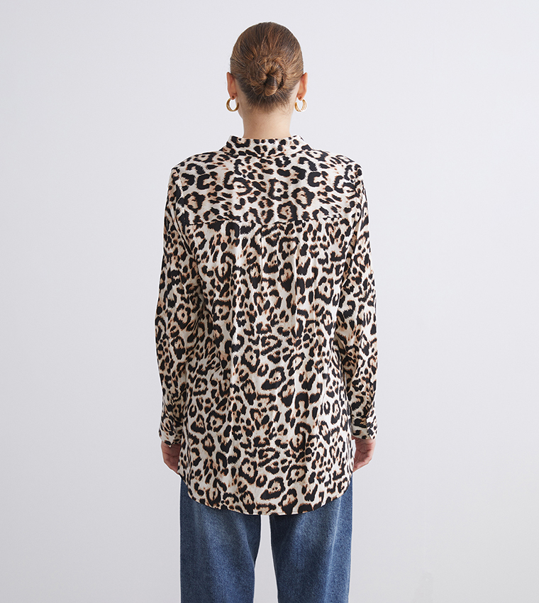 Leopard Print Long Sleeves Shirt