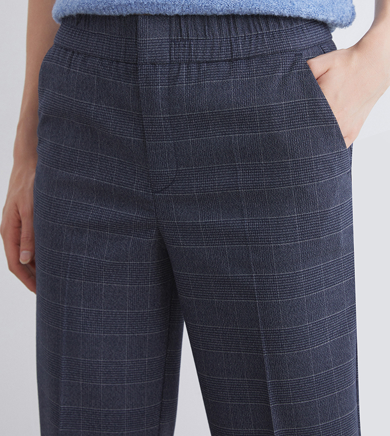 Plaid High Waist Slim Fit Trousers