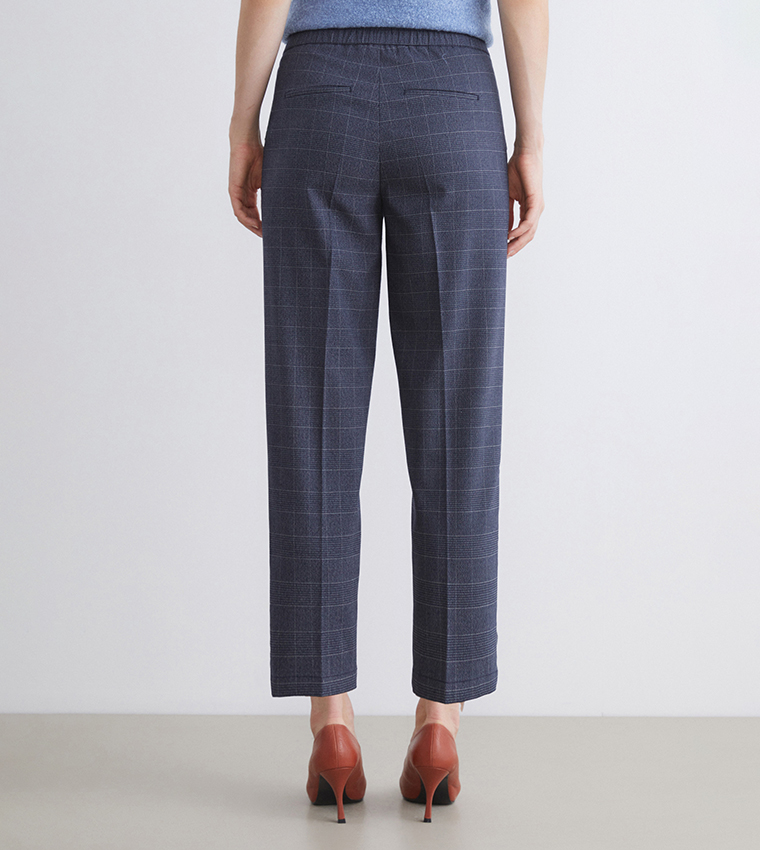 Plaid High Waist Slim Fit Trousers