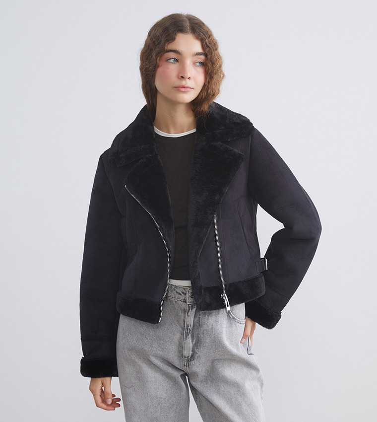 Buy LC Waikiki Solid Zip Through Woven Jacket In Black | 6thstreet UAE