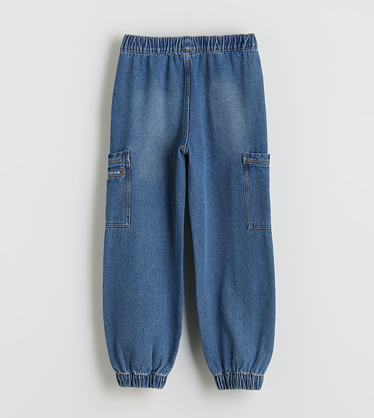 جينز جوغر باهت بخصر مرن