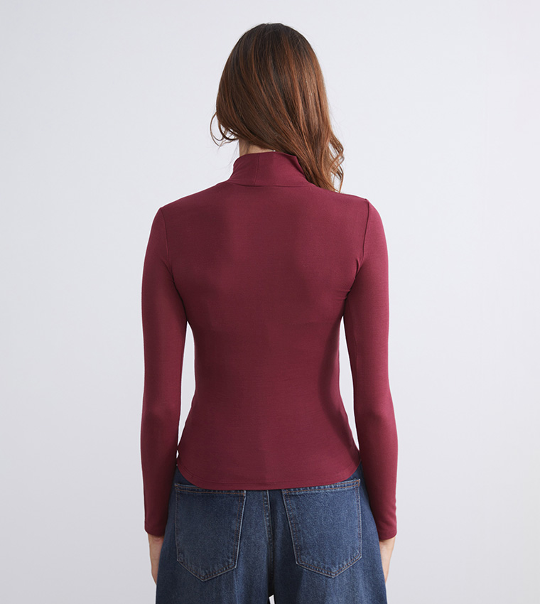 Solid Funnel Neck T-Shirt