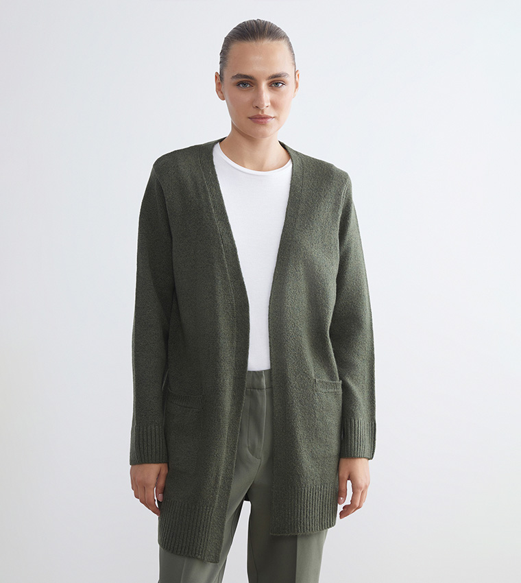 Solid Long Sleeves Knit Cardigan