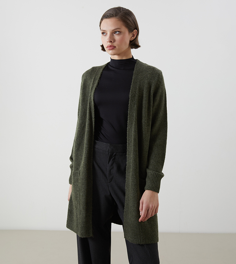 Solid Long Sleeves Knit Cardigan