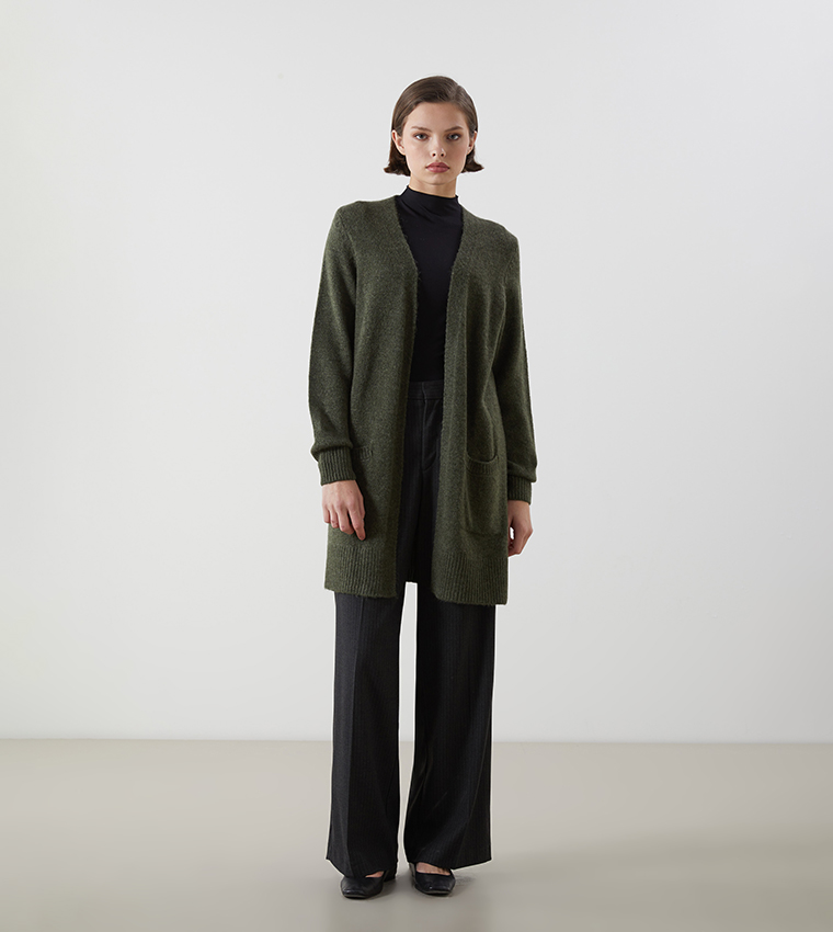 Solid Long Sleeves Knit Cardigan