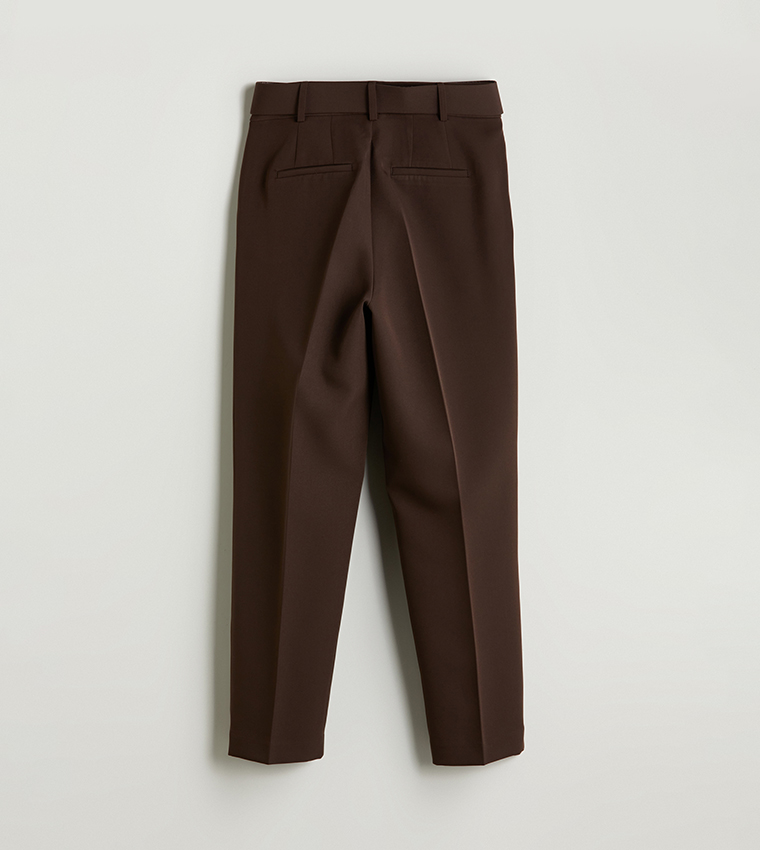Solid Woven Pleated Trousers