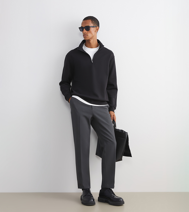 Zipper Neck Long Sleeves Sweatshirt