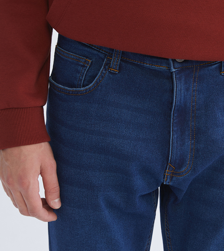 Washed Mid-Rise Slim Fit Jeans