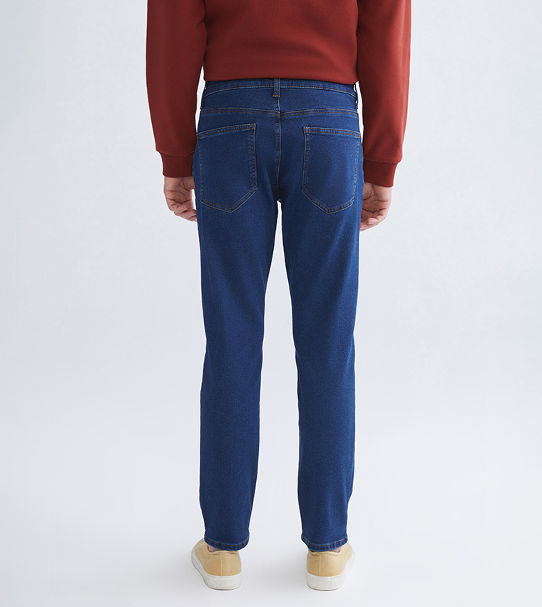 Washed Mid-Rise Slim Fit Jeans