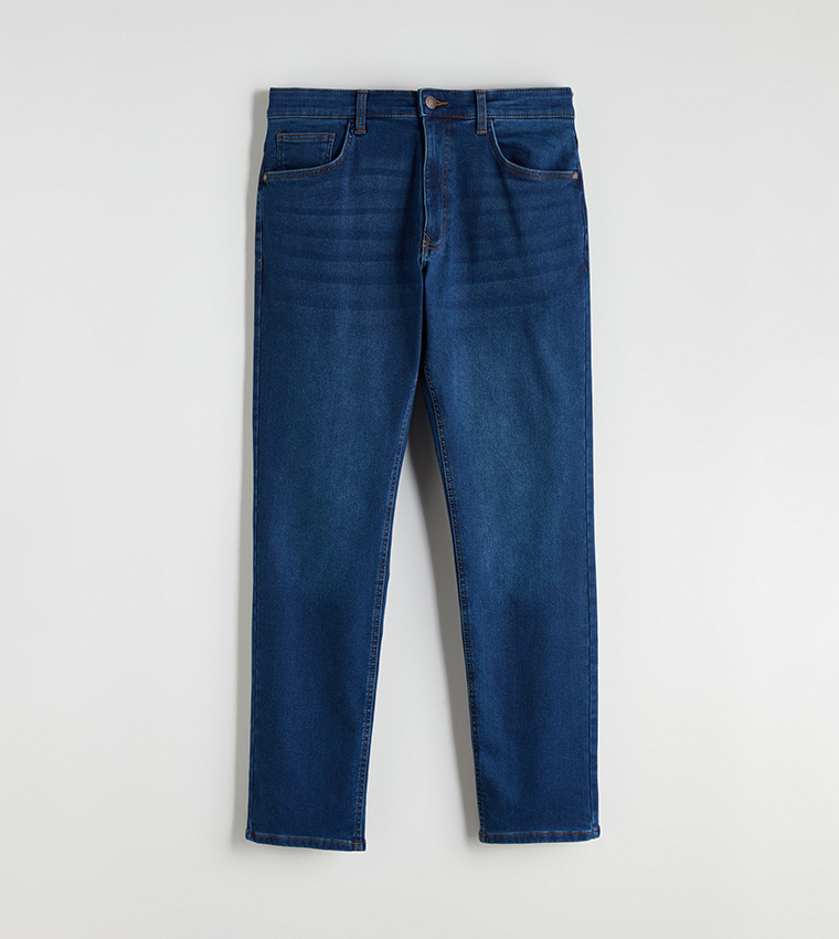 Washed Mid-Rise Slim Fit Jeans