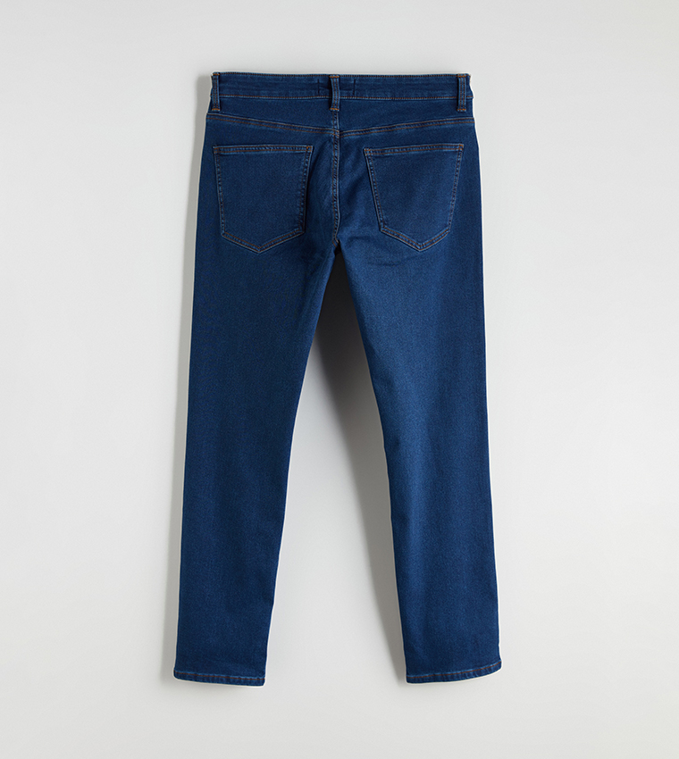 Washed Mid-Rise Slim Fit Jeans