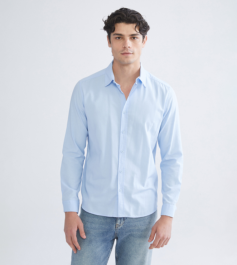 Solid Long Sleeves Gabardine Shirt