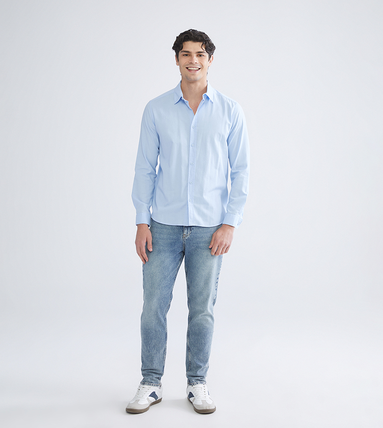 Solid Long Sleeves Gabardine Shirt