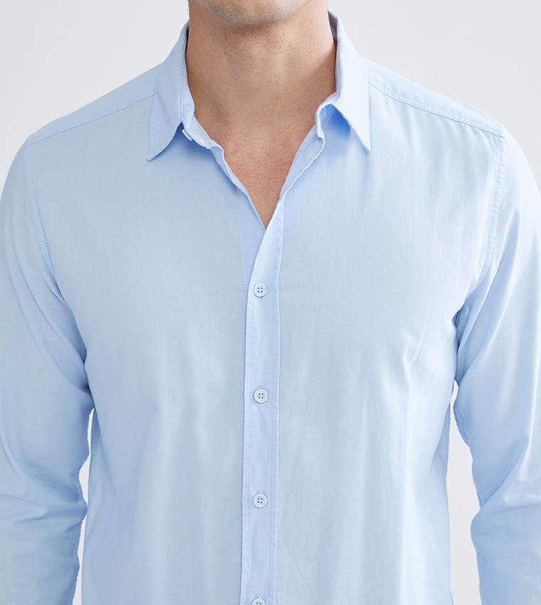 Solid Long Sleeves Gabardine Shirt