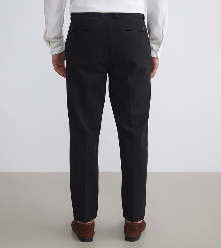 Solid Mid Rise Slim Fit Trousers