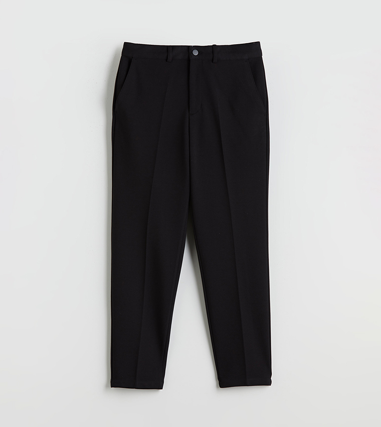 Solid Mid Rise Slim Fit Trousers