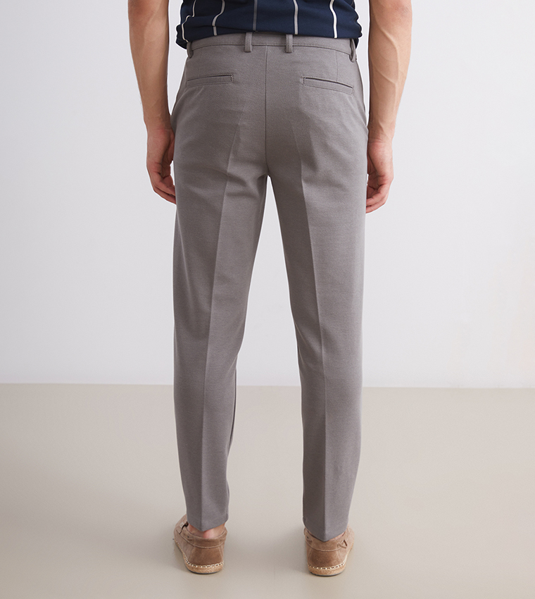 Solid Mid Rise Slim Fit Trousers