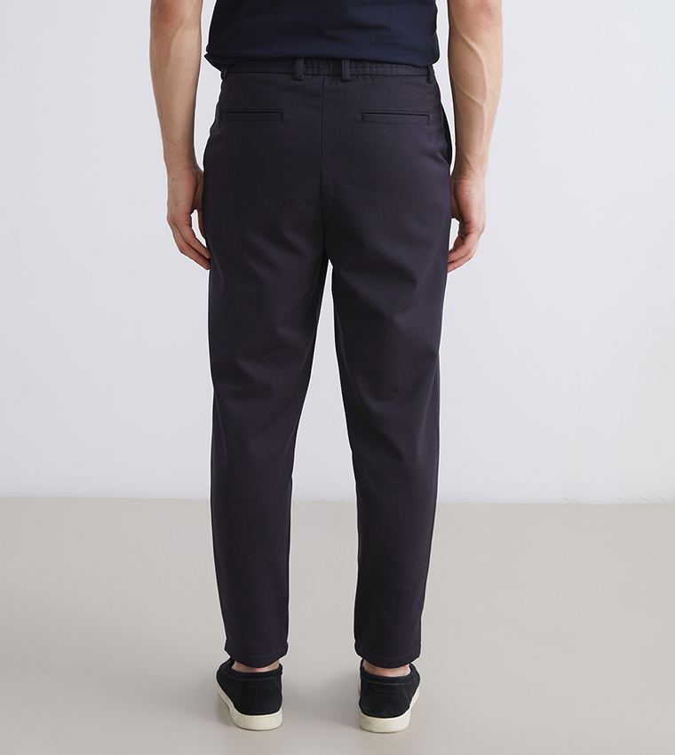 Solid Mid Rise Slim Fit Trousers