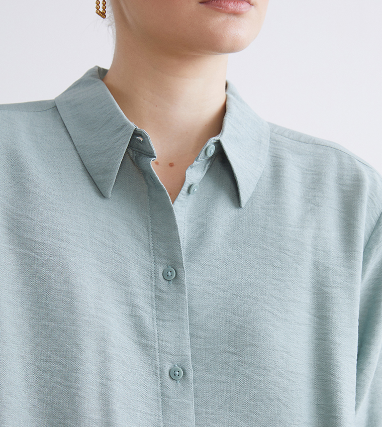 Textured Long Sleeves Oversized Shirt