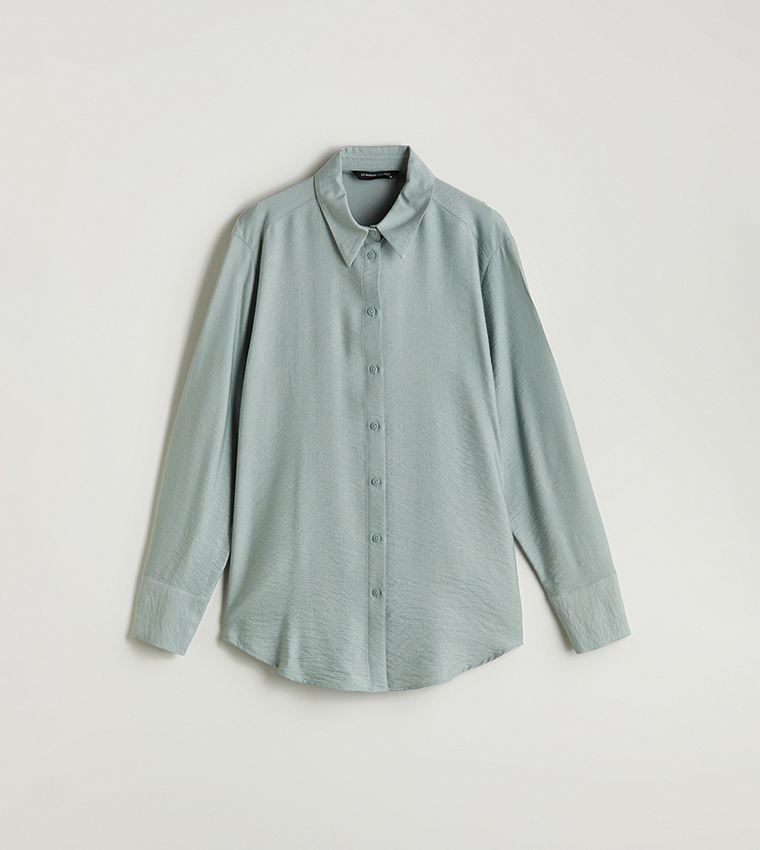 Textured Long Sleeves Oversized Shirt