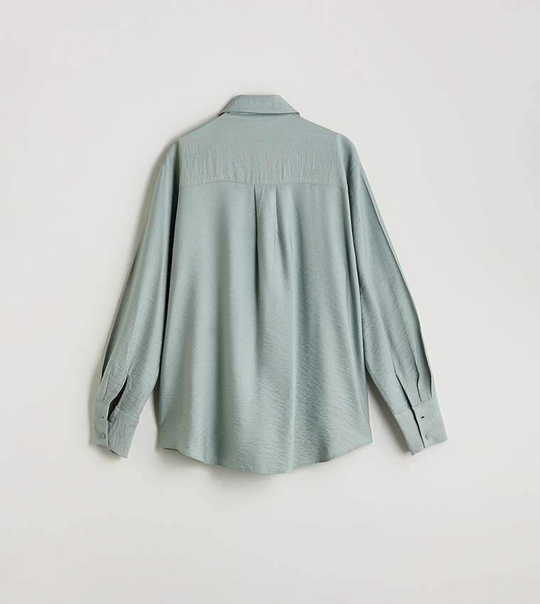 Textured Long Sleeves Oversized Shirt