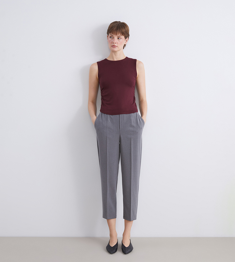Knitted Crew Neck Tank Top