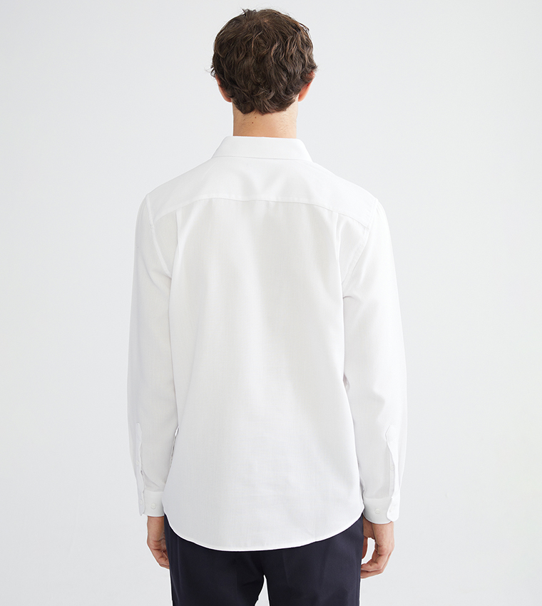 Solid Slim Fit Long Sleeves Dobby Shirt