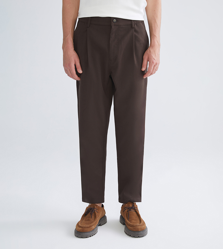 Solid Relaxed Fit Velvet Trousers
