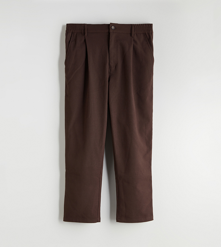 Solid Relaxed Fit Velvet Trousers
